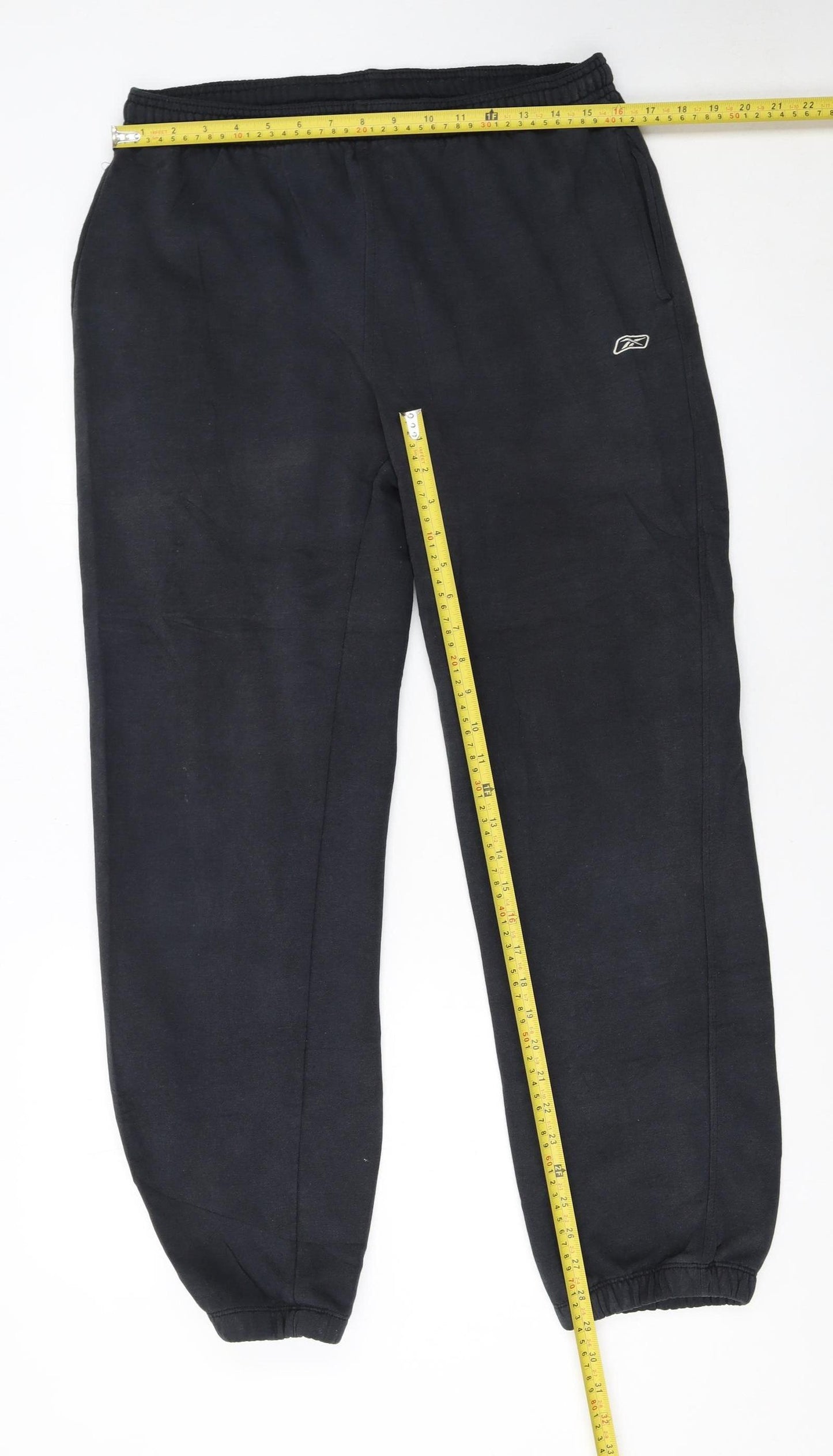 Reebok Men Black Jogger Trousers L Regular Fit Elastic Waist