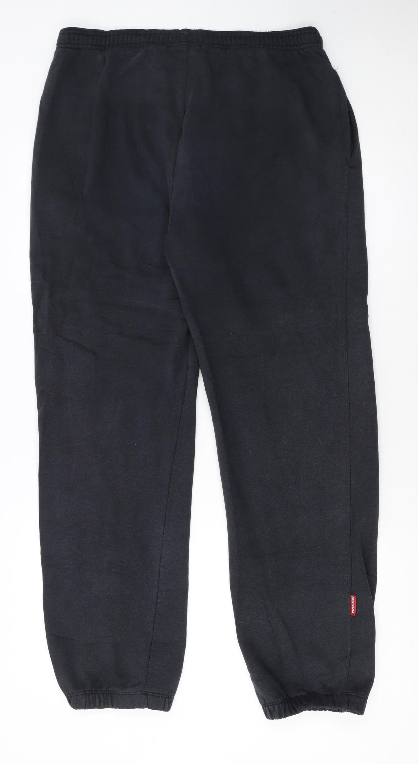 Reebok Men Black Jogger Trousers L Regular Fit Elastic Waist