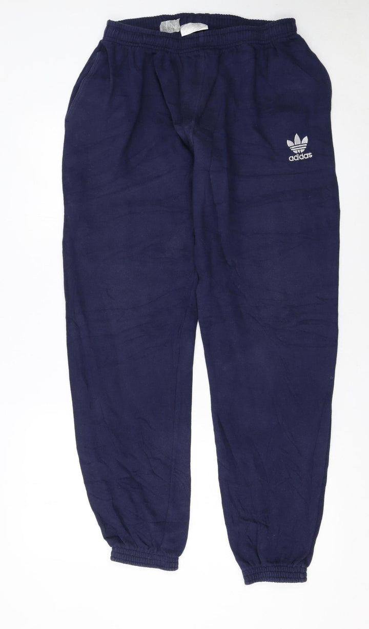 Adidas Womens Blue Sweatpants Size 8 Tapered Fleece Loungewear