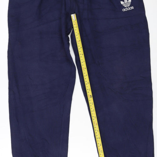Adidas Womens Blue Sweatpants Size 8 Tapered Fleece Loungewear