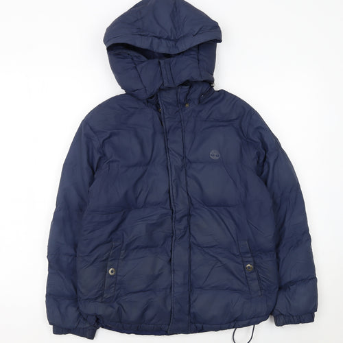 Timberland Boys Blue Hooded Puffer Jacket Size 12 Years