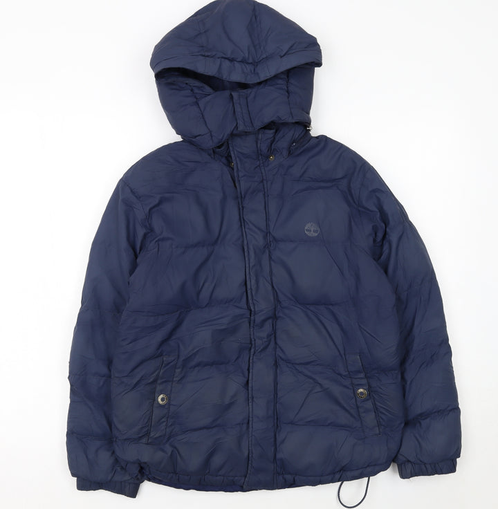 Timberland Boys Blue Hooded Puffer Jacket Size 12 Years