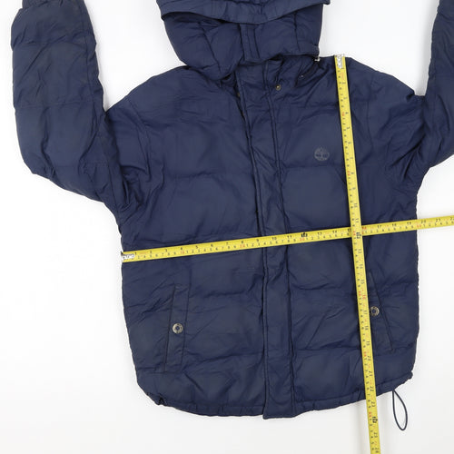 Timberland Boys Blue Hooded Puffer Jacket Size 12 Years