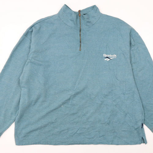 Reebok Women Blue 1/4 Zip Pullover Sweatshirt Size L