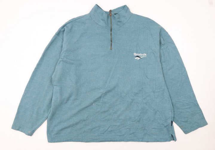 Reebok Women Blue 1/4 Zip Pullover Sweatshirt Size L