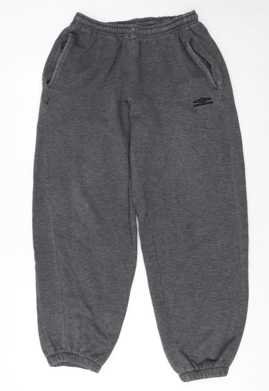 Umbro Men's Grey Fleece Sweatpants S Elastic Waist Jogger