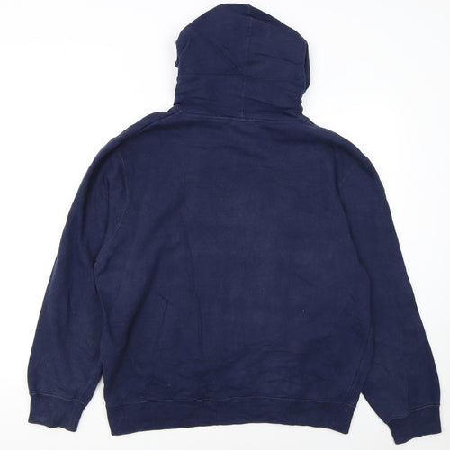 Fila Womens Navy Blue Pullover Hoodie L Cotton Blend Logo