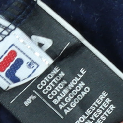 Fila Womens Navy Blue Pullover Hoodie L Cotton Blend Logo