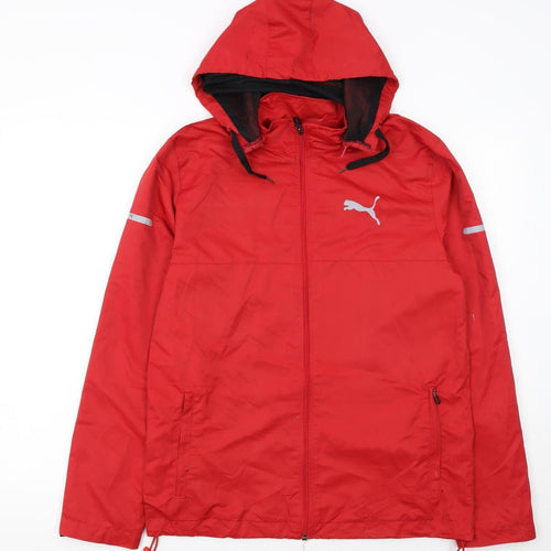 Puma Men's Red L Windbreaker Hooded Lightweight Active Jacket