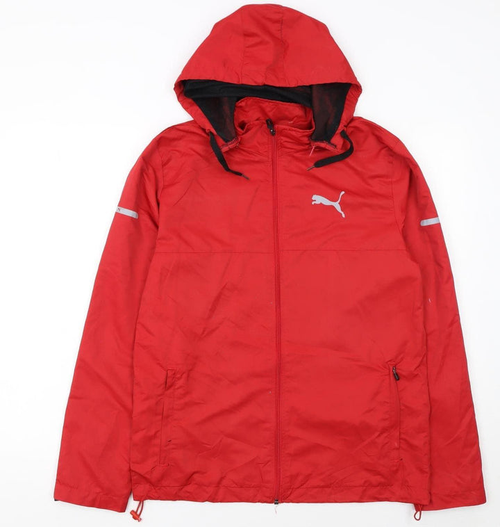 Puma Men's Red L Windbreaker Hooded Lightweight Active Jacket