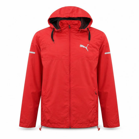 Puma Men's Red L Windbreaker Hooded Lightweight Active Jacket