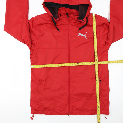 Puma Men's Red L Windbreaker Hooded Lightweight Active Jacket
