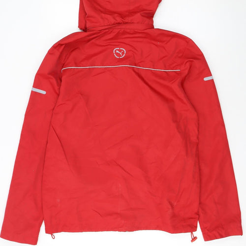 Puma Men's Red L Windbreaker Hooded Lightweight Active Jacket
