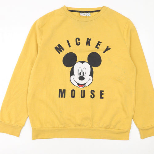 Disney Womens Yellow Mickey Mouse Sweatshirt Size M 12/14