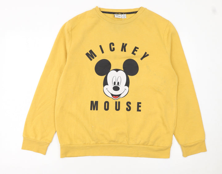 Disney Womens Yellow Mickey Mouse Sweatshirt Size M 12/14