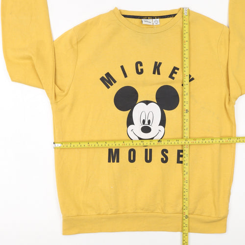 Disney Womens Yellow Mickey Mouse Sweatshirt Size M 12/14
