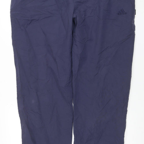 Adidas Men's Blue Polyester Track Pants Size L Elastic Waist Activewear