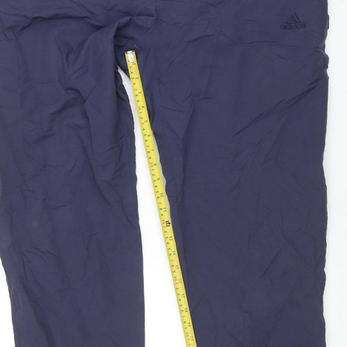 Adidas Men's Blue Polyester Track Pants Size L Elastic Waist Activewear