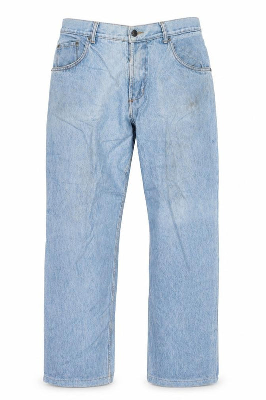 Front view of Levi's Men's Blue 34 Regular Straight Denim Jeans Made in USA