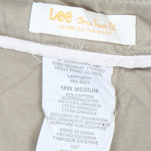 Lee Men Beige Chino Trousers Size 18 Relaxed Fit Straight Leg