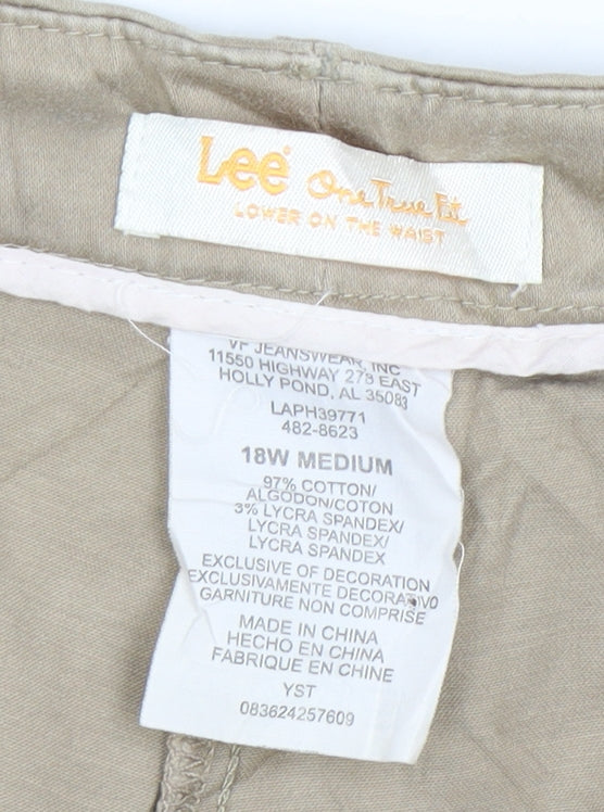Lee Men Beige Chino Trousers Size 18 Relaxed Fit Straight Leg