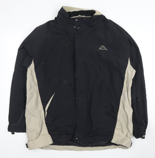 Kappa Men's Black Parka Jacket Size M Windproof Outdoor Coat