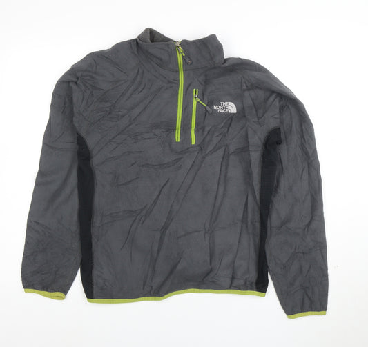 The North Face Men's Grey Fleece 1/4 Zip Pullover Sweatshirt L