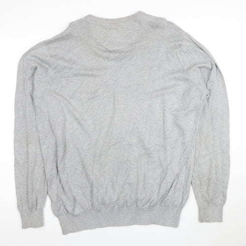 Lacoste Mens Grey Cotton V-Neck Jumper 2XL Regular Fit