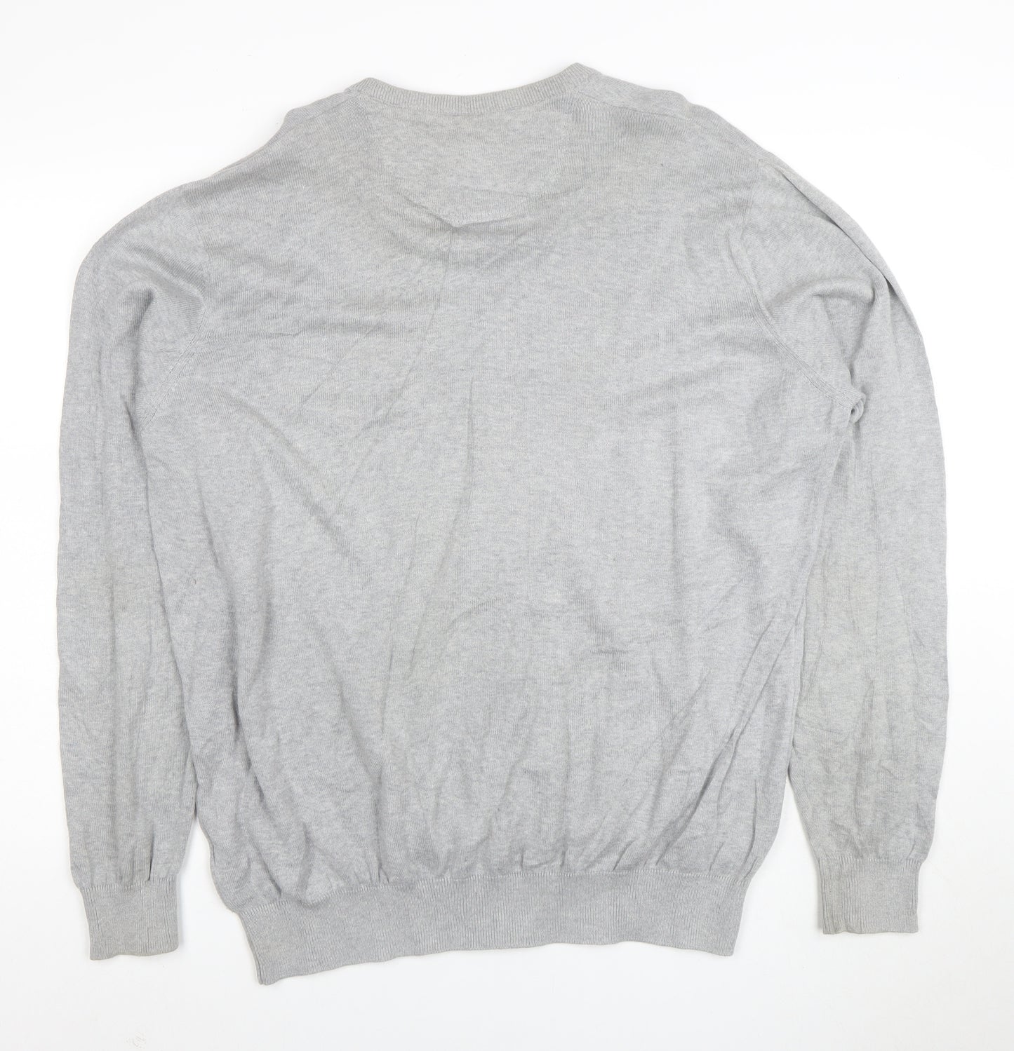 Lacoste Mens Grey Cotton V-Neck Jumper 2XL Regular Fit