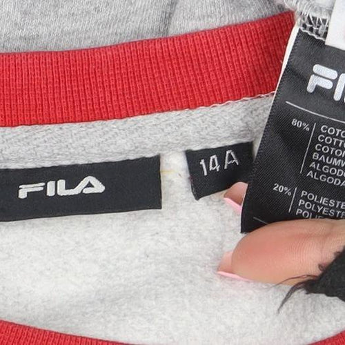 Fila Boys Grey Red Blue Logo Sweatshirt Size 14 Regular Fit Cotton Blend