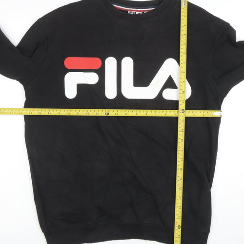 FILA Mens Black Small Pullover Sweatshirt Crew Neck Graphic Logo