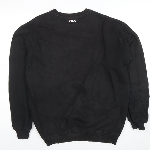FILA Mens Black Small Pullover Sweatshirt Crew Neck Graphic Logo