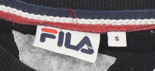 FILA Mens Black Small Pullover Sweatshirt Crew Neck Graphic Logo