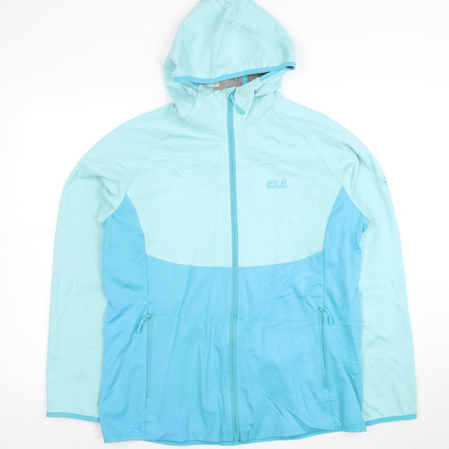 Jack Wolfskin Women's Blue Lightweight Hooded Windbreaker Jacket Size 18