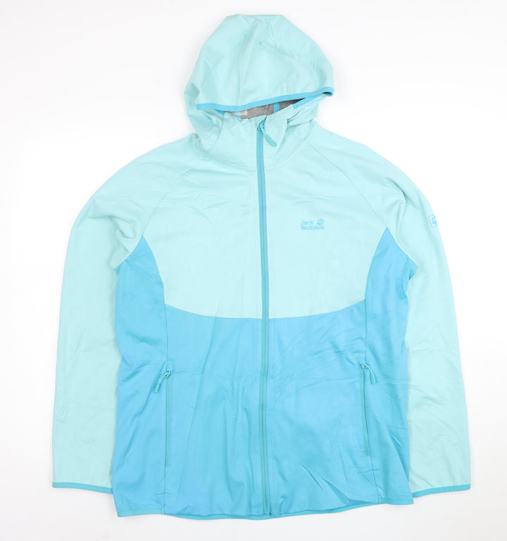 Jack Wolfskin Women's Blue Lightweight Hooded Windbreaker Jacket Size 18