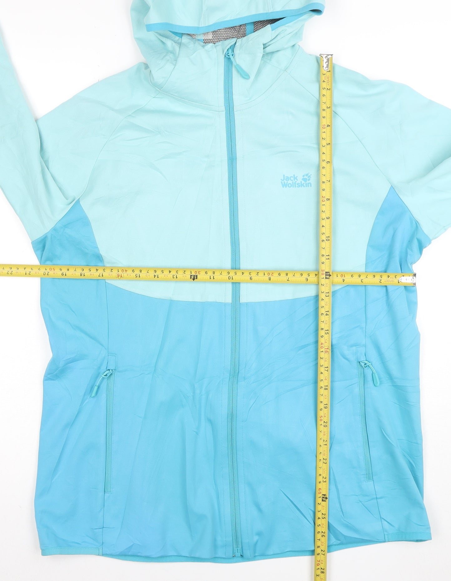 Jack Wolfskin Women's Blue Lightweight Hooded Windbreaker Jacket Size 18