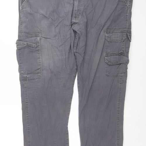 Wrangler Mens Grey Cargo Trousers 40x30 Regular Tapered Cotton