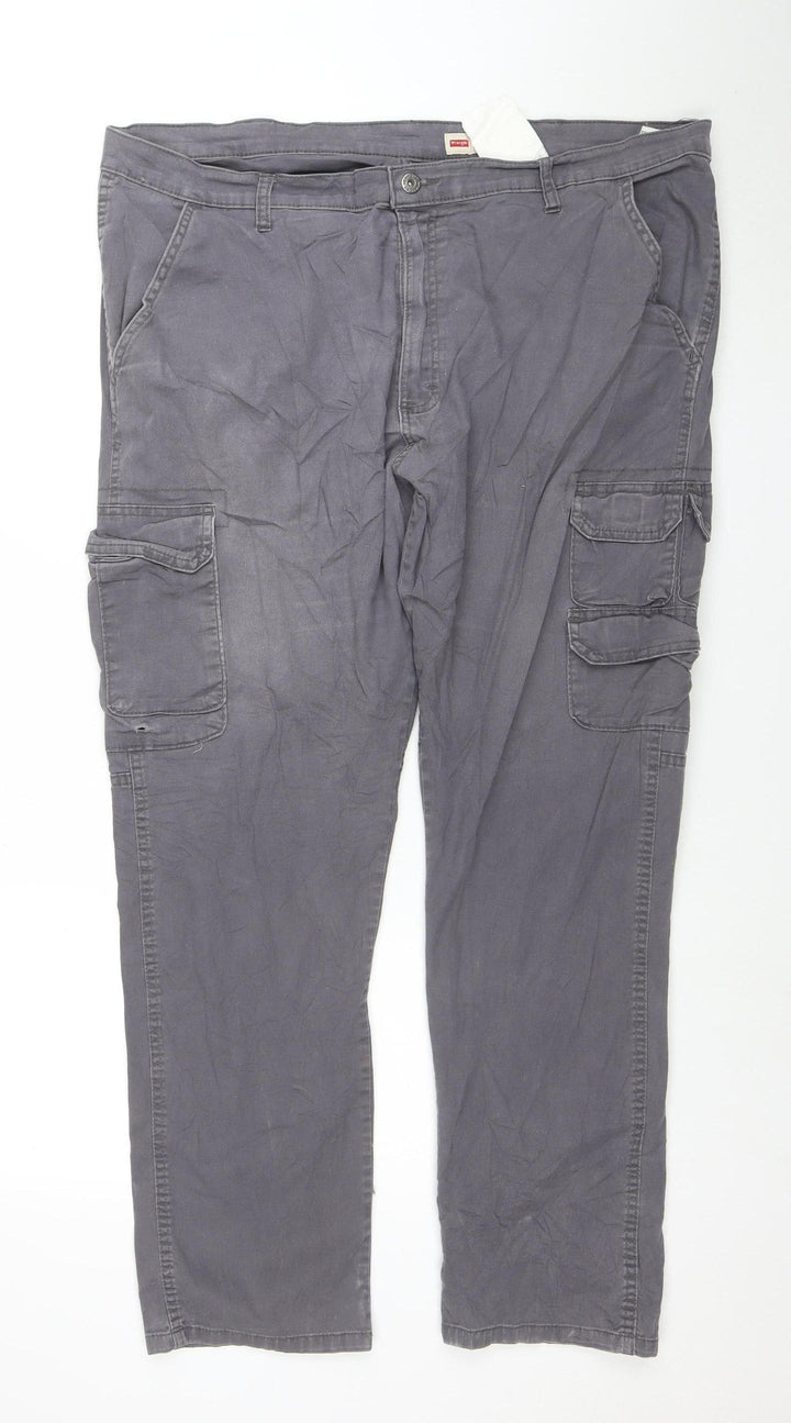 Wrangler Mens Grey Cargo Trousers 40x30 Regular Tapered Cotton