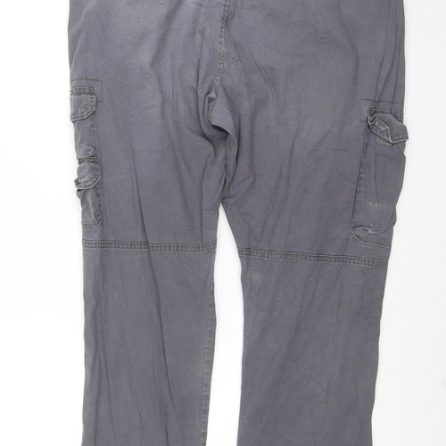 Wrangler Mens Grey Cargo Trousers 40x30 Regular Tapered Cotton