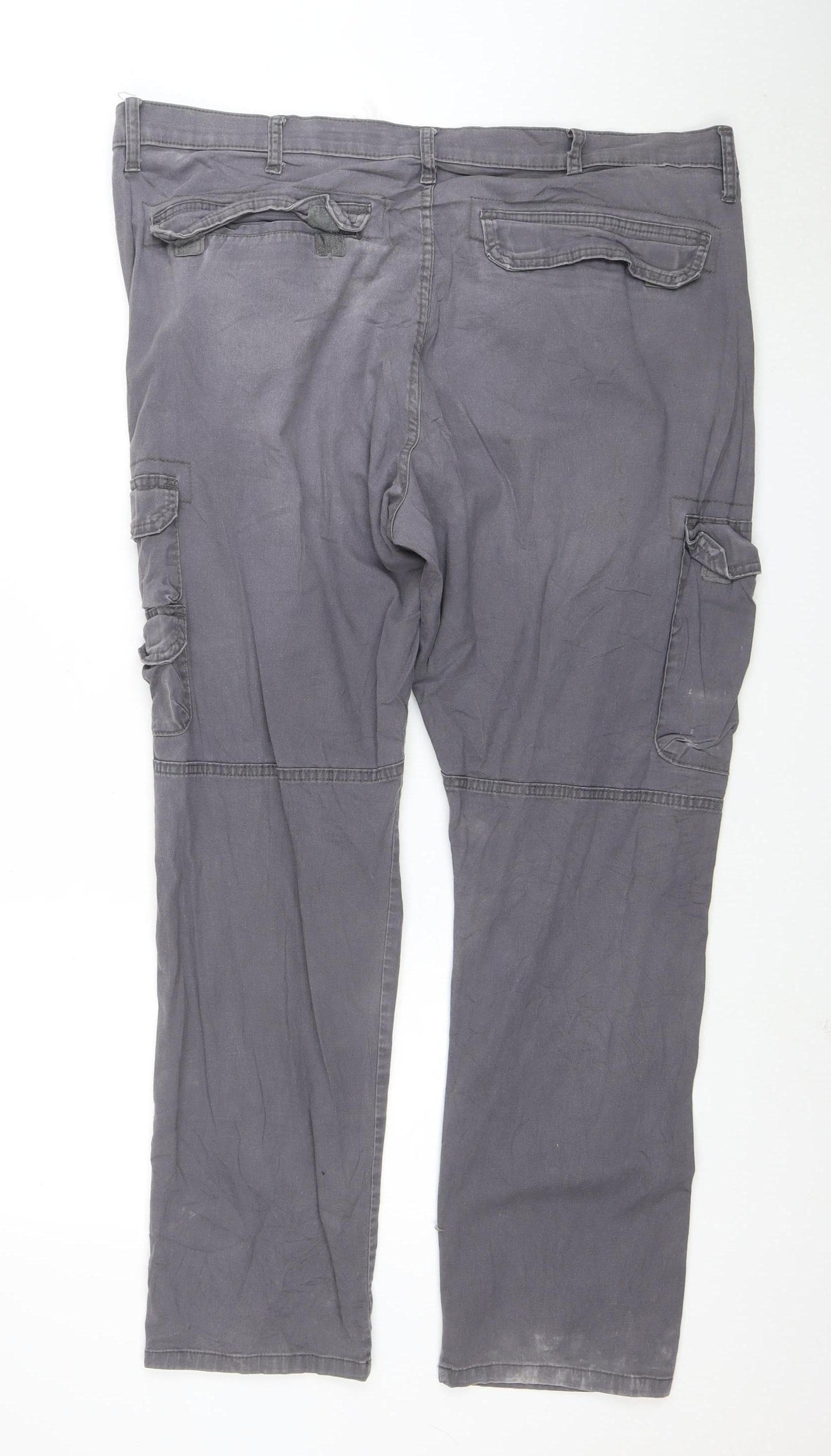Wrangler Mens Grey Cargo Trousers 40x30 Regular Tapered Cotton