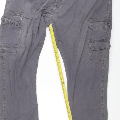Wrangler Mens Grey Cargo Trousers 40x30 Regular Tapered Cotton