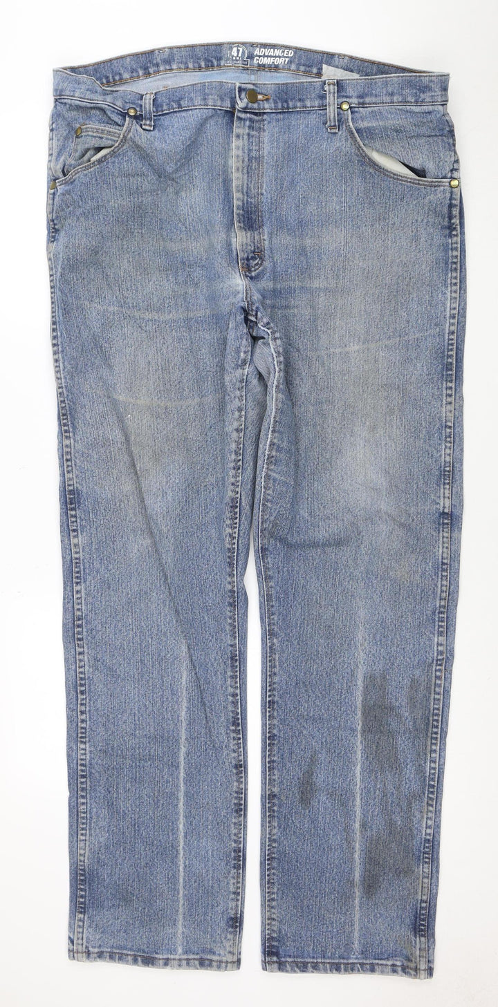 Wrangler Men's Blue 40x34 Straight Fit Denim Jeans