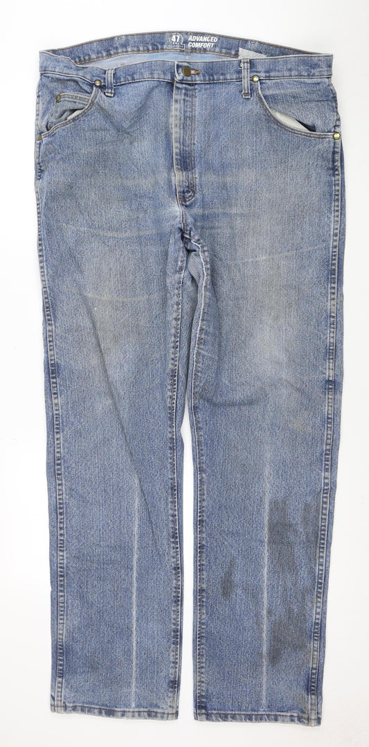 Wrangler Men's Blue 40x34 Straight Fit Denim Jeans