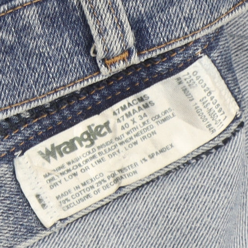 Wrangler Men's Blue 40x34 Straight Fit Denim Jeans