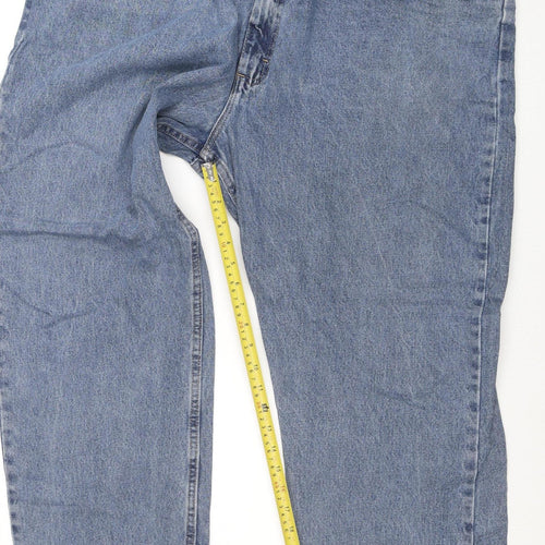 Wrangler Men's Blue Relaxed Fit Straight Jeans 44x32 Denim