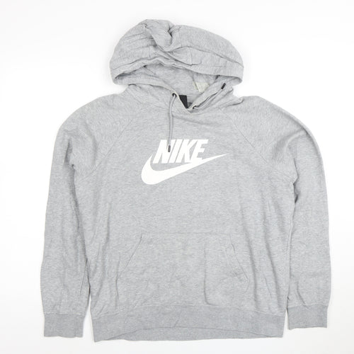 Nike Men's Grey Pullover Hoodie M Logo Graphic Sportswear