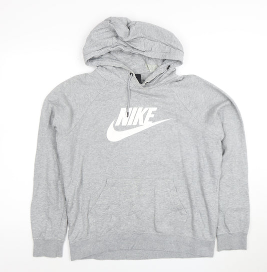 Nike Men's Grey Pullover Hoodie M Logo Graphic Sportswear