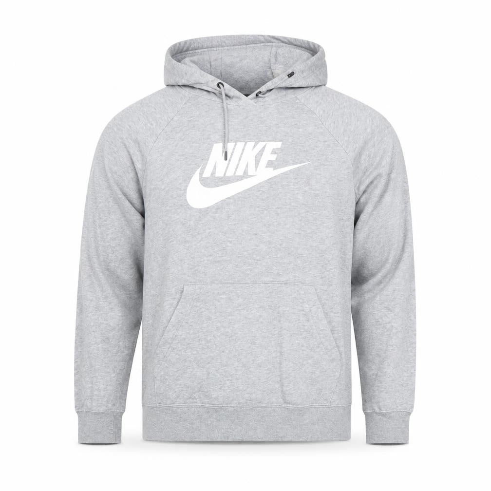 Front view of Nike Men's Grey Pullover Hoodie M Logo Graphic Sportswear