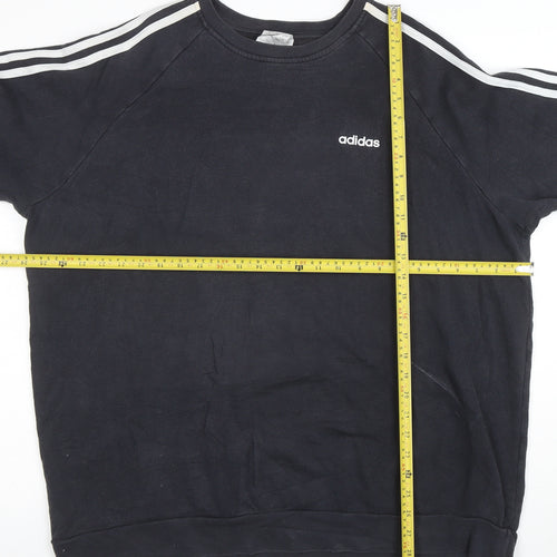 Adidas Women Black XL Pullover Sweatshirt 3-Stripes Logo Crew Neck
