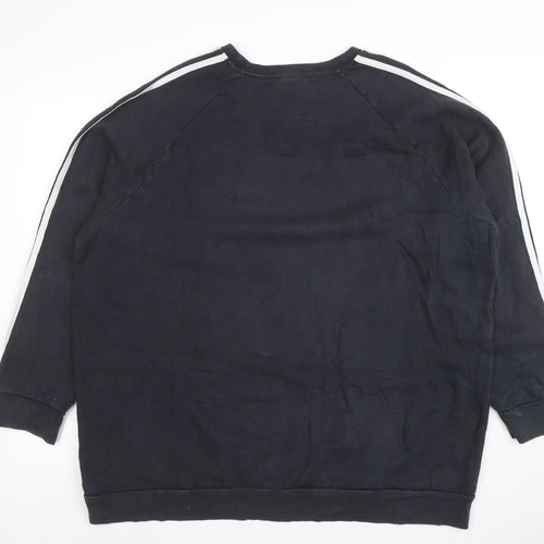 Adidas Women Black XL Pullover Sweatshirt 3-Stripes Logo Crew Neck